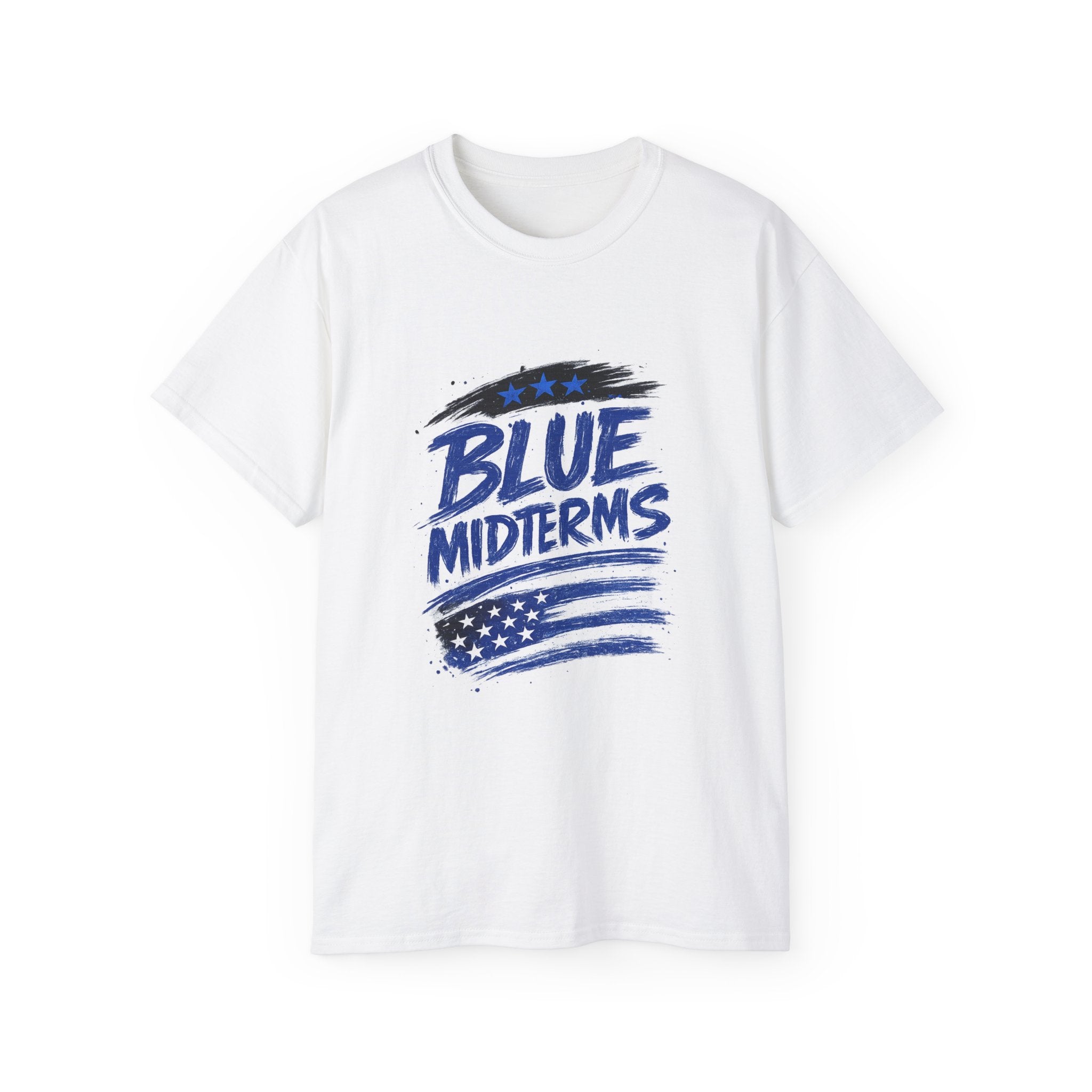 Blue Midterms Tee — Flag Brushstroke Graphic