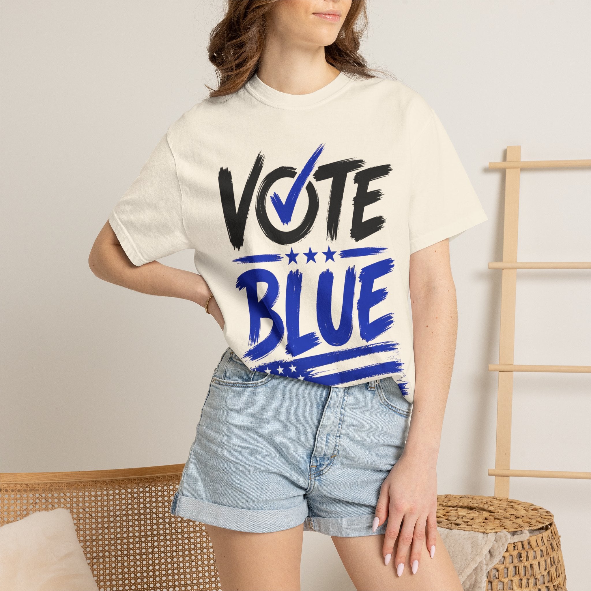 Vote Blue Tee — Garment-Dyed Vintage Style