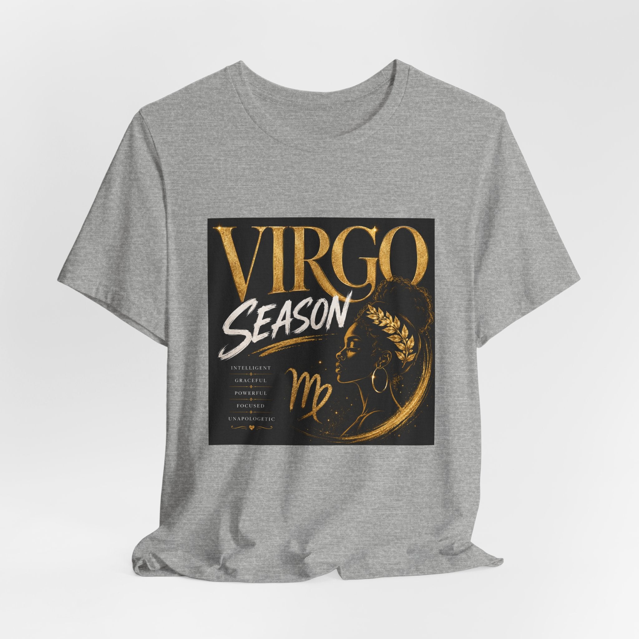 Virgo Season T-Shirt — Gold Astrology Tee with 'Virgo Season' Text