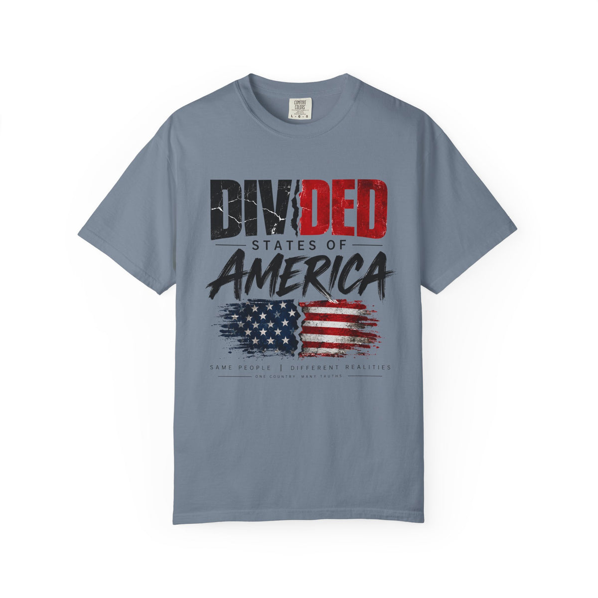 Divided States of America Graphic Tee — Distressed Flag Political T-Shirt